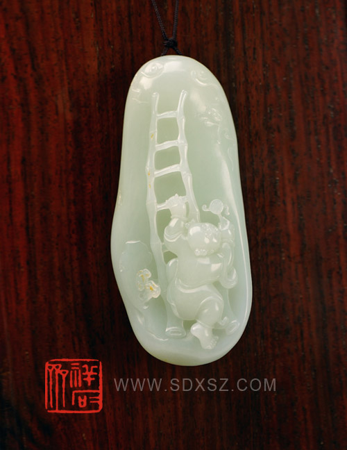 新疆和田玉白籽玉 节节高升 186g