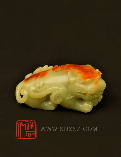 辽宁河磨玉黄玉 辟邪 198g