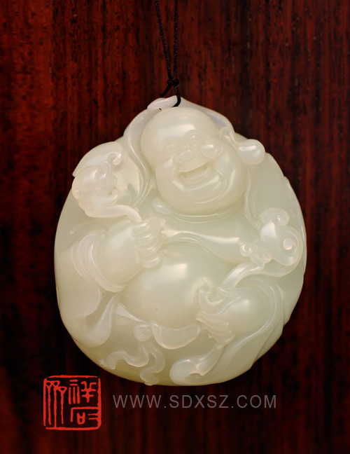 新疆和田玉白籽玉 如意笑佛 218g