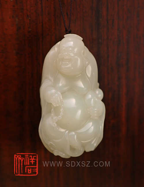 新疆和田玉白籽玉 布袋佛 128g